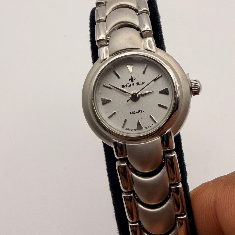 Elegant Bella & Rose Silver Quartz Ladies Bracelet Watch Working New Battery